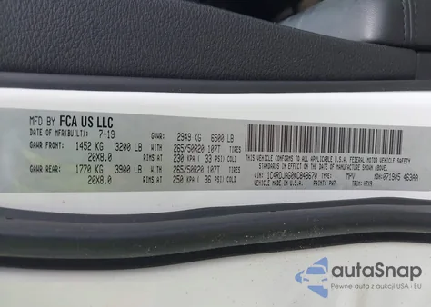 2019 Dodge Durango Sxt Awd z USA, uszkodzony, nr VIN 1C4RDJAG0KC848670